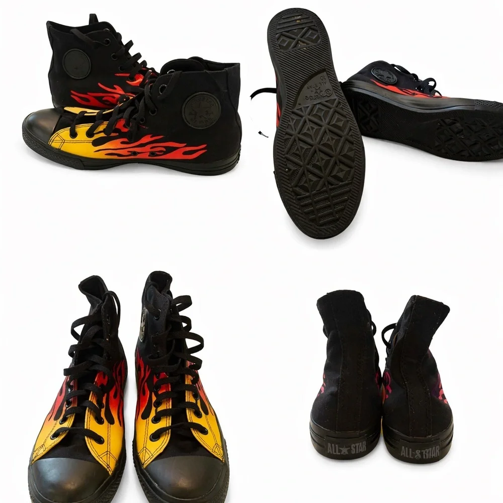 Converse Chuck Taylor Flame Hightop Black Red Yellow Y2K Men’s Size 10 - Picture 2 of 4